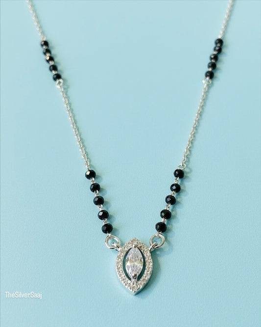 The Silver Saaj Sterling Silver Navette Sparkle Mangalsutra