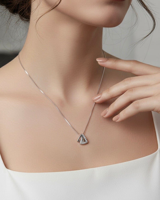 Sterling Silver Interlocking Diamond Accent Necklace