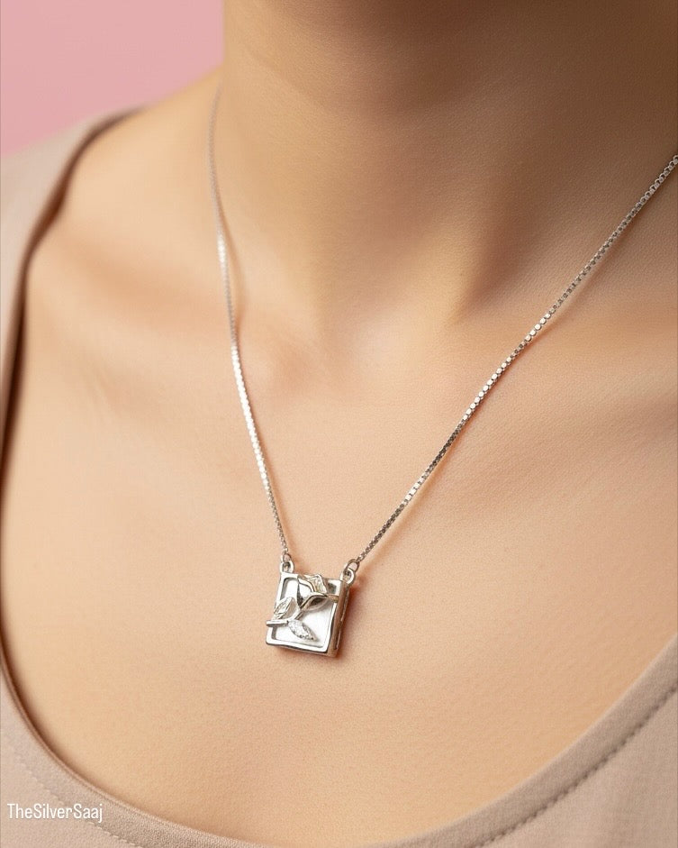 The Silver Saaj Sterling Silver Rose Pendant Necklace