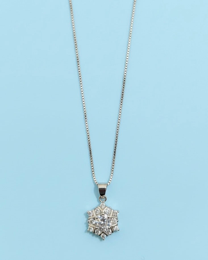 Elegant Floral Cluster Sterling Silver Necklace