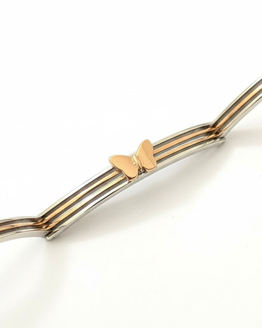 Premium Duo-Tone Butterfly Bracelet – 925 Silver with Rose Gold Finish & Secure Lock