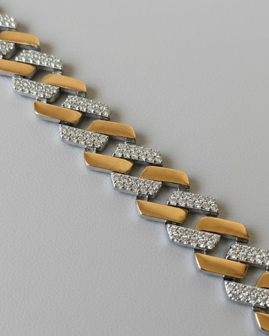 Sterling Silver Two-Tone Cuban Link Bracelet