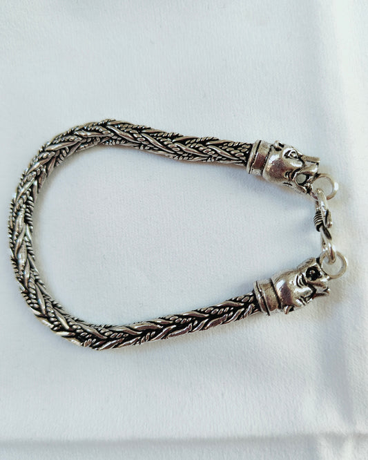 The Alpha's Embrace: 925 Sterling Silver Jaguar Head Bracelet