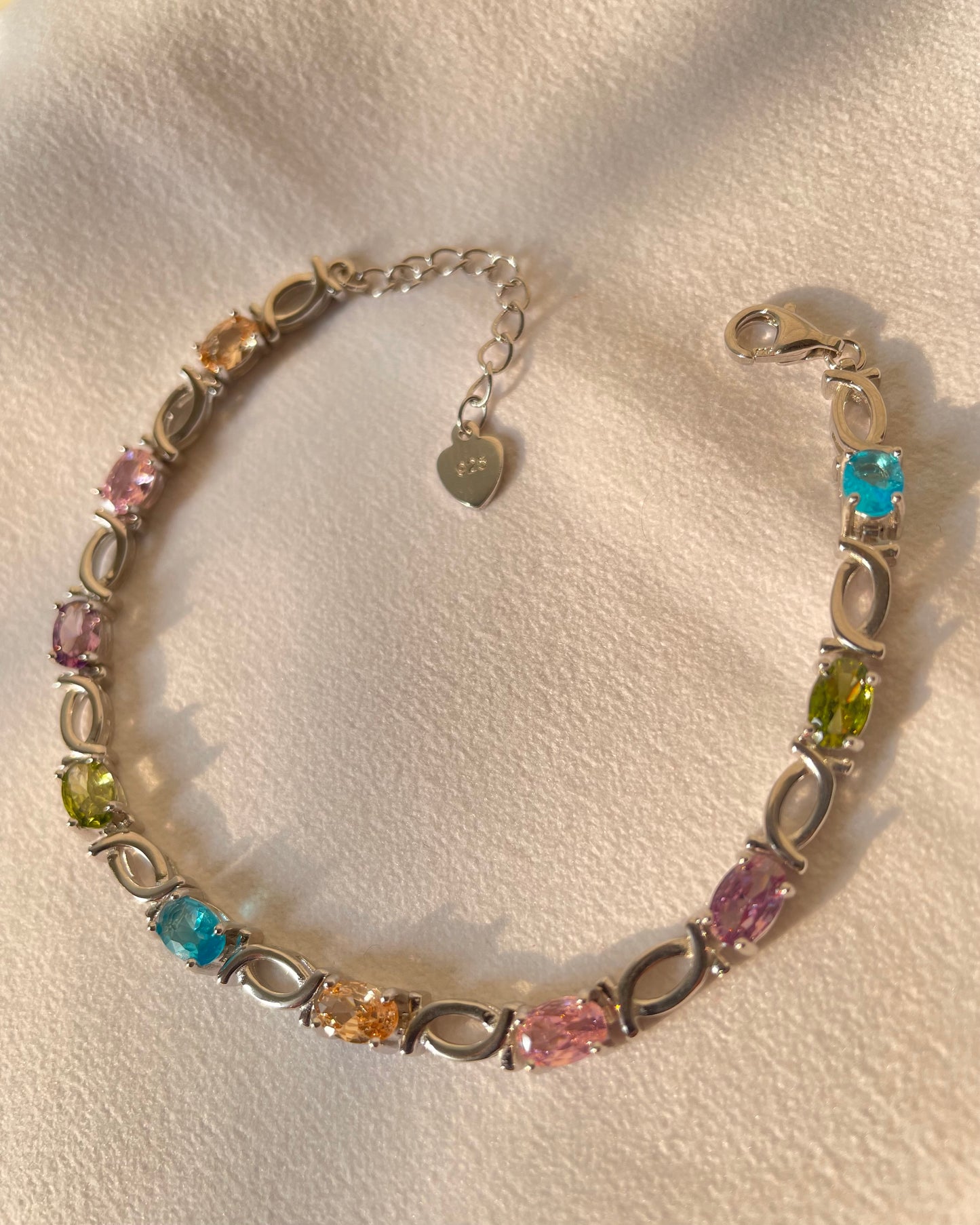 The Starlight Path: Multi-Gemstone Sterling Silver Bracelet