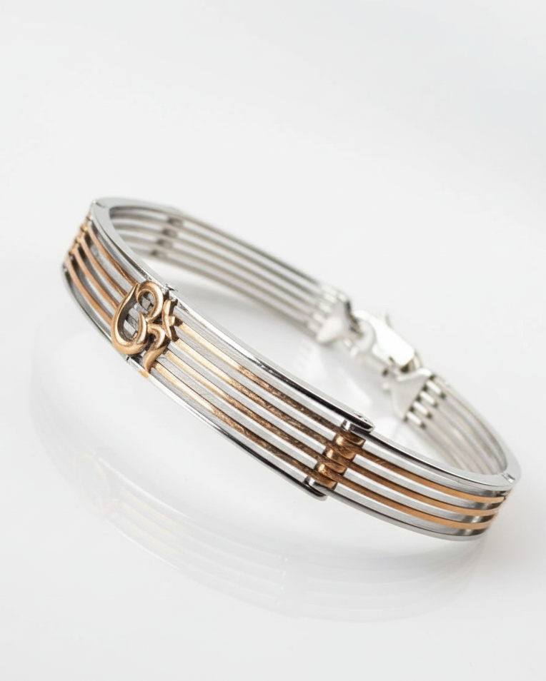 The 'OM' Harmony - 925 Sterling Silver Kada, Secure Lock