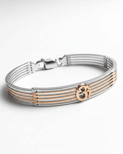 The 'OM' Harmony - 925 Sterling Silver Kada, Secure Lock