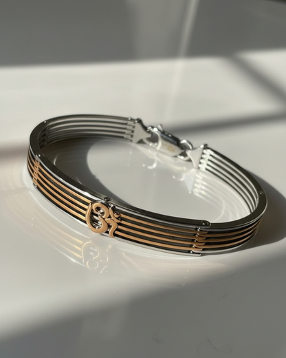 The 'OM' Harmony - 925 Sterling Silver Kada, Secure Lock