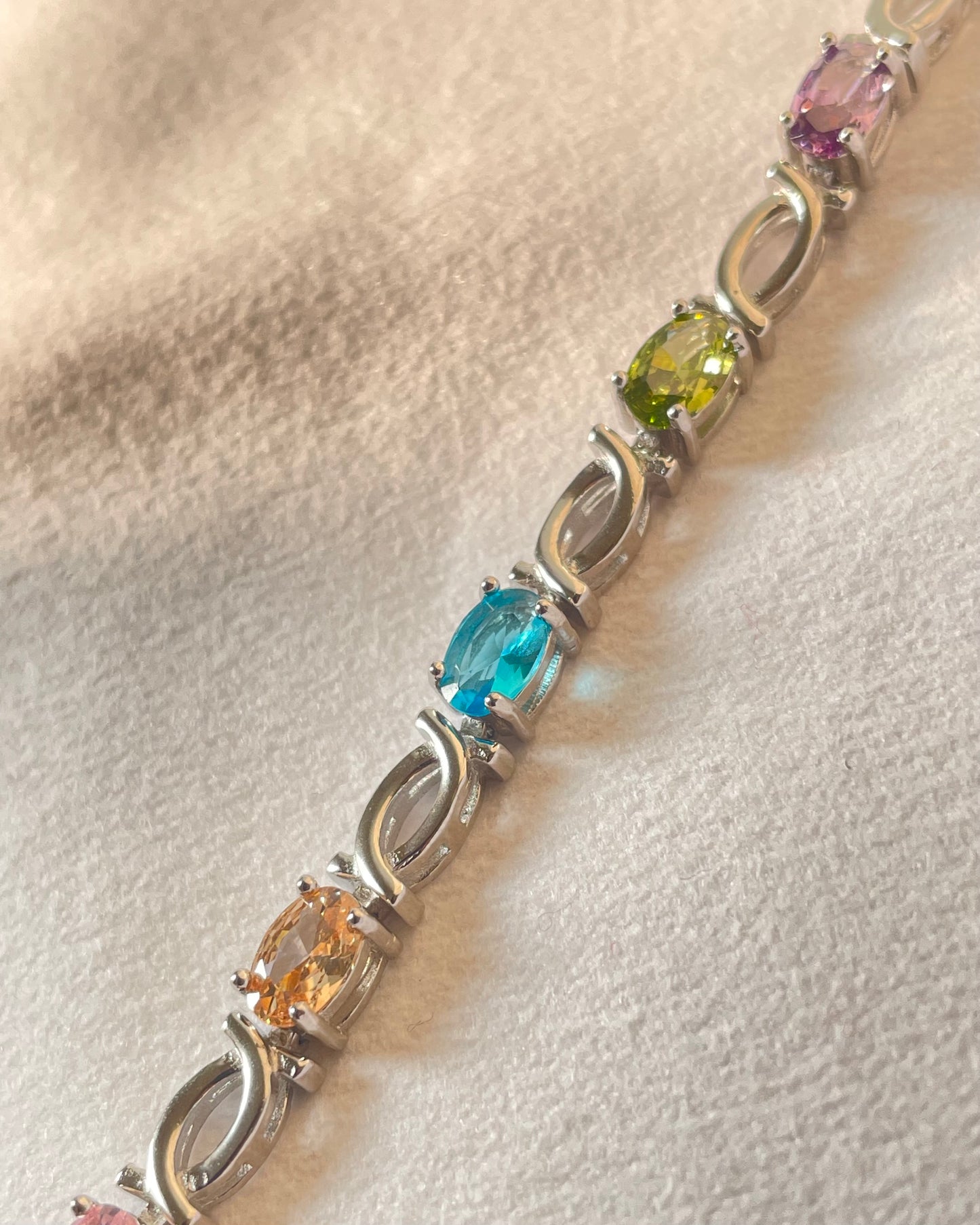 The Starlight Path: Multi-Gemstone Sterling Silver Bracelet