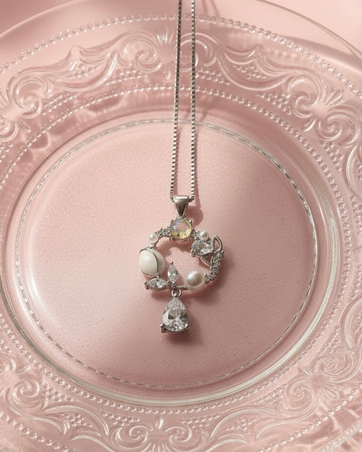 Sterling Silver Floral Pearl & CZ Blossom Pendant