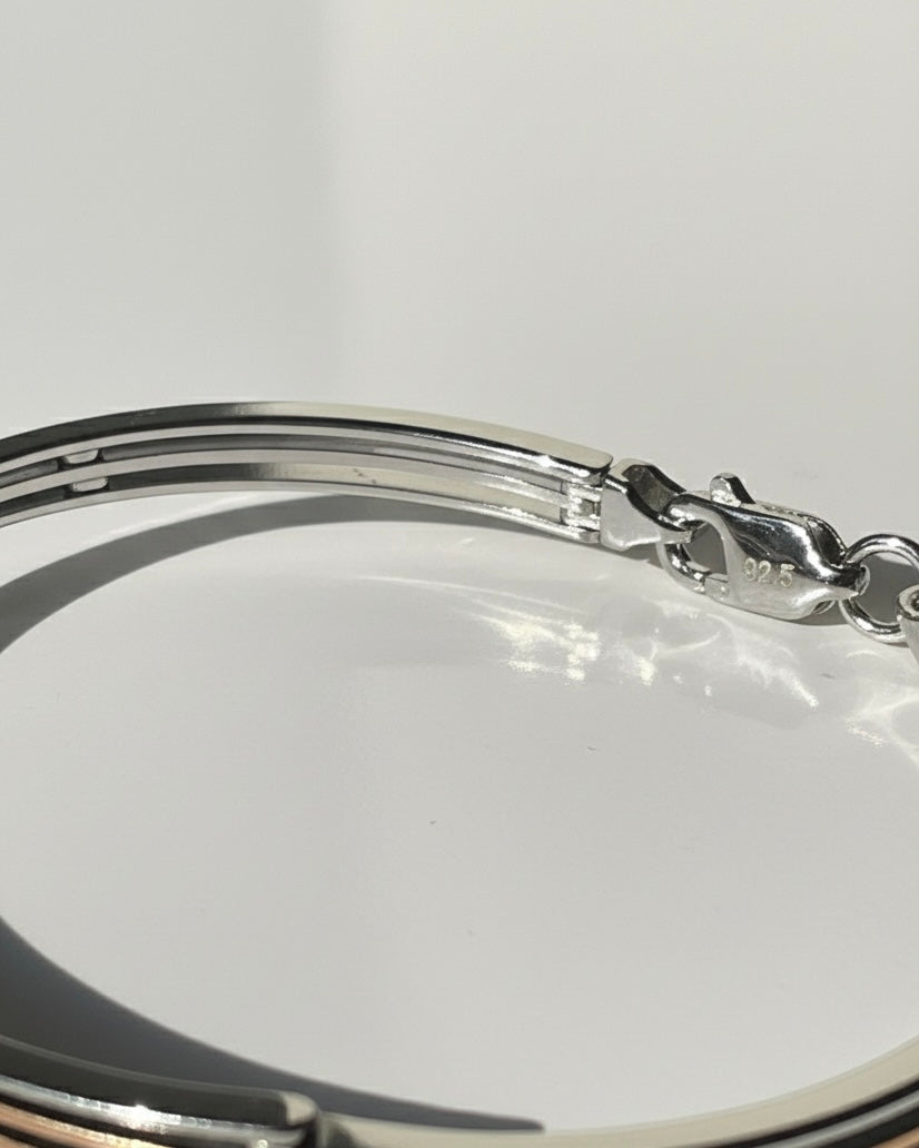 Duo-Tone Heart Desire Bracelet – 925 Sterling Silver, Rose Gold Finish, Secure Clasp