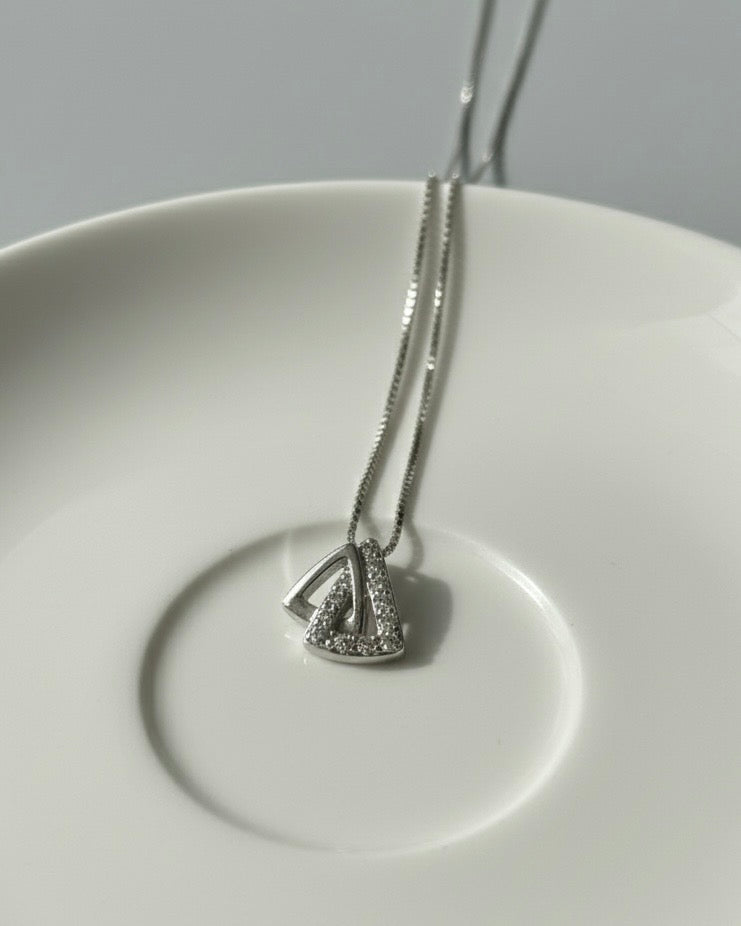 Sterling Silver Interlocking Diamond Accent Necklace