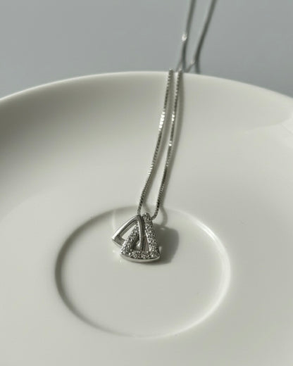Sterling Silver Interlocking Diamond Accent Necklace