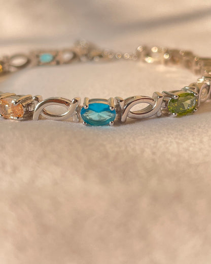 The Starlight Path: Multi-Gemstone Sterling Silver Bracelet
