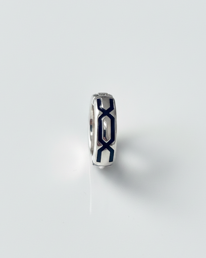 Signature 925 Sterling Silver & Black Enamel Huggie Bali
