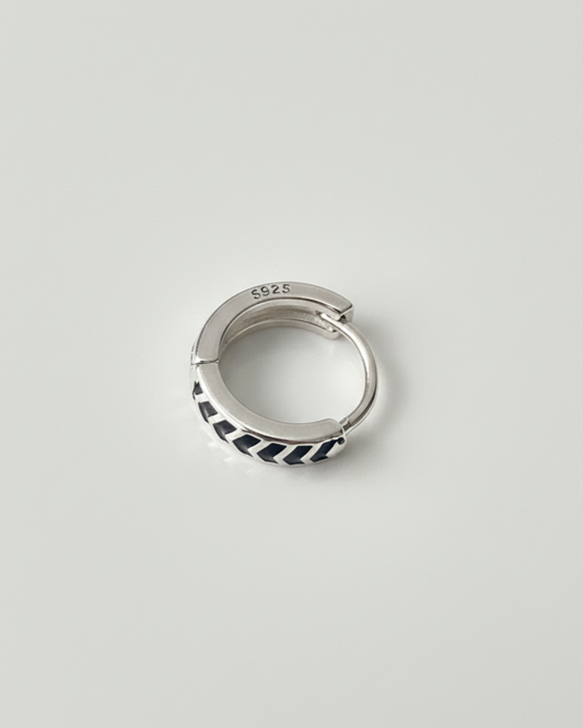 Chevron Enamel Huggie Hoop Bali in 925 Sterling Silver