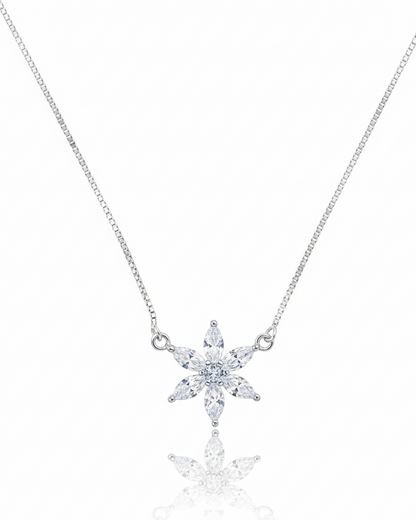 The Celestial Bloom: Petal Drop Necklace in 925 Sterling Silver