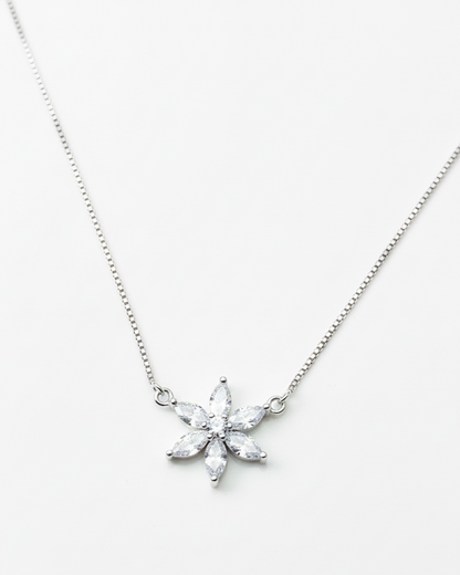 The Celestial Bloom: Petal Drop Necklace in 925 Sterling Silver