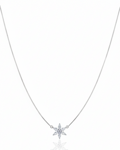 The Celestial Bloom: Petal Drop Necklace in 925 Sterling Silver