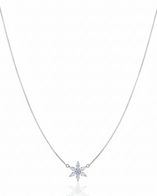 The Celestial Bloom: Petal Drop Necklace in 925 Sterling Silver