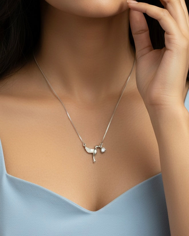 Free Spirit Hummingbird Sterling Silver Necklace