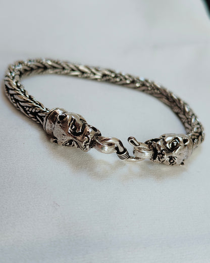 The Alpha's Embrace: 925 Sterling Silver Jaguar Head Bracelet