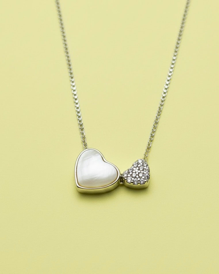 Two Hearts, One Shine Sterling Silver Necklace
