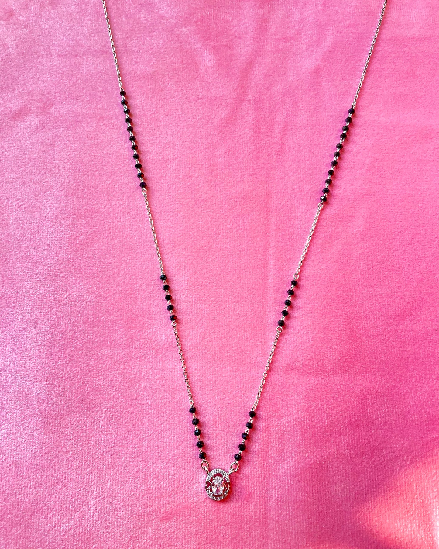 The Eternal Love : Diamond-Cut & Heart Motif 925 Silver Mangalsutra