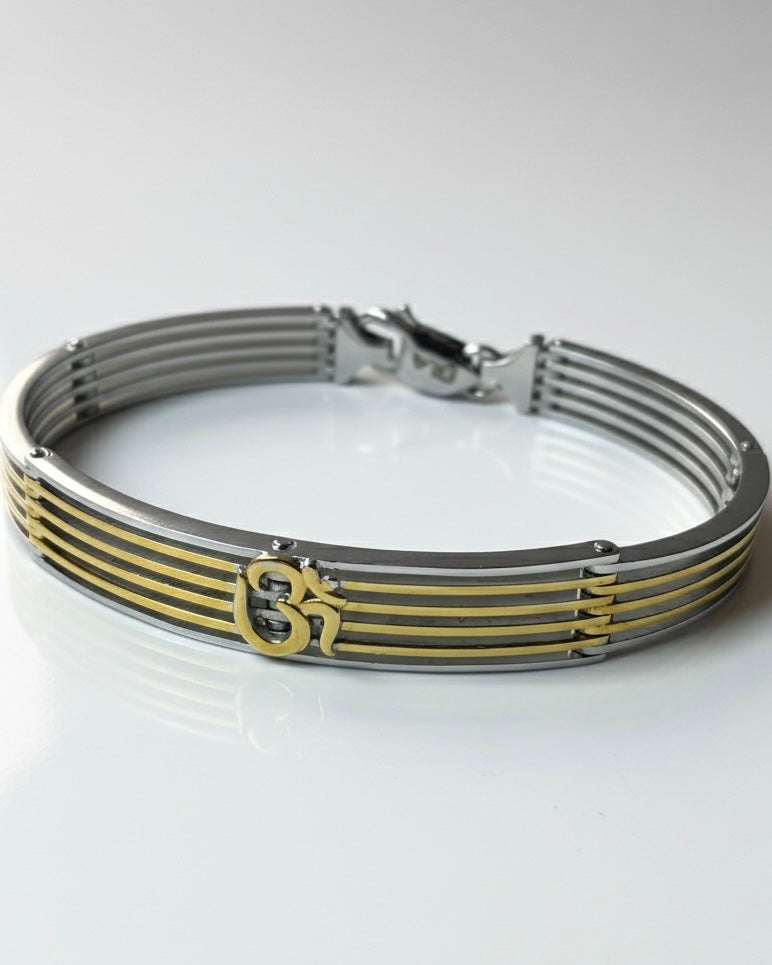 The 'OM' Harmony - 925 Sterling Silver Kada, Secure Lock