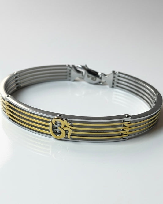 The 'OM' Harmony - 925 Sterling Silver Kada, Secure Lock