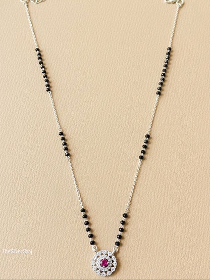 The Silver Saaj Sterling Silver Ruby Bloom Mangalsutra