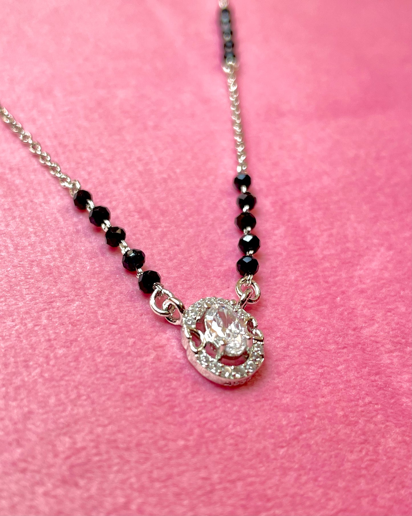 The Eternal Love : Diamond-Cut & Heart Motif 925 Silver Mangalsutra