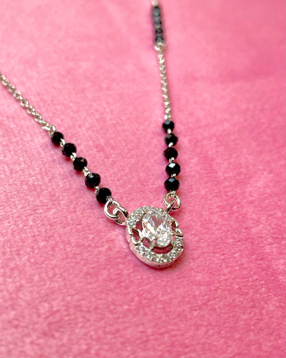 The Eternal Love : Diamond-Cut & Heart Motif 925 Silver Mangalsutra