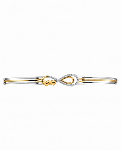 Dual Tone Eternal Heart 925 Sterling Silver Kada