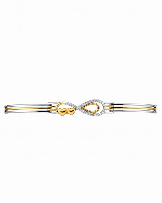 Dual Tone Eternal Heart 925 Sterling Silver Kada