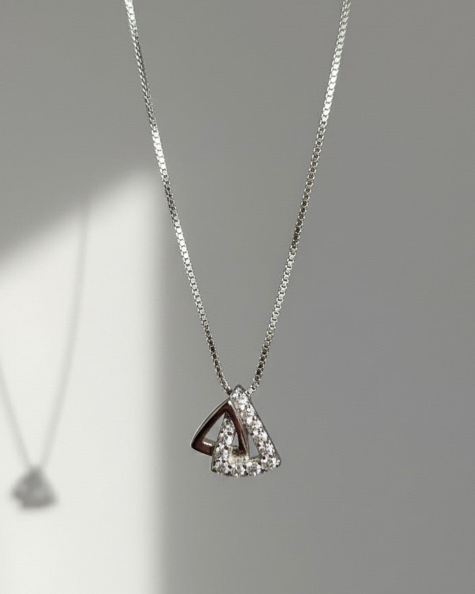 Sterling Silver Interlocking Diamond Accent Necklace