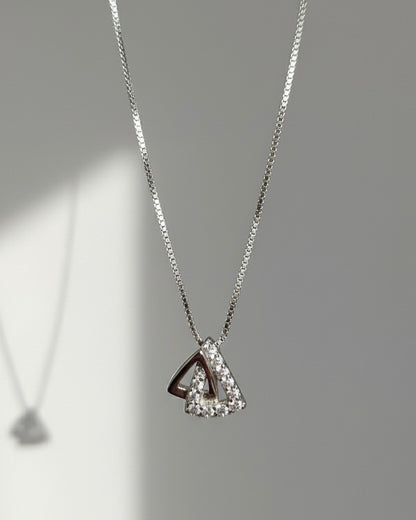 Sterling Silver Interlocking Diamond Accent Necklace