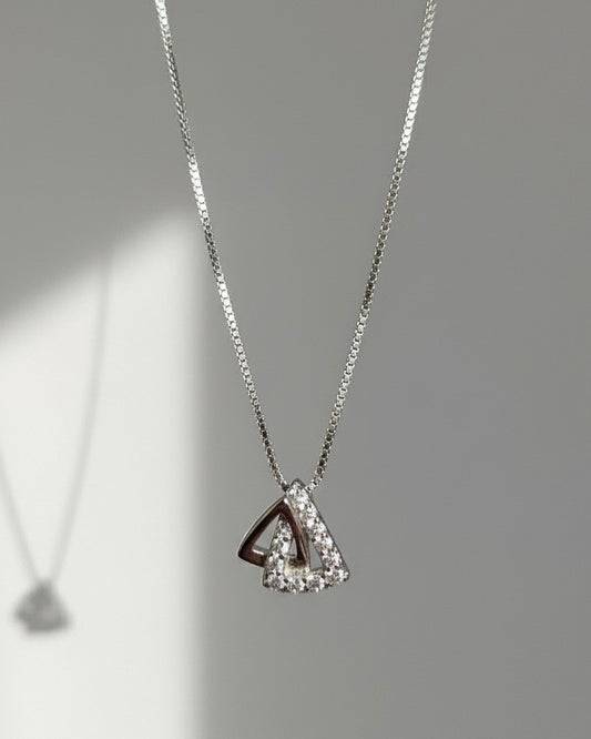 Sterling Silver Interlocking Diamond Accent Necklace