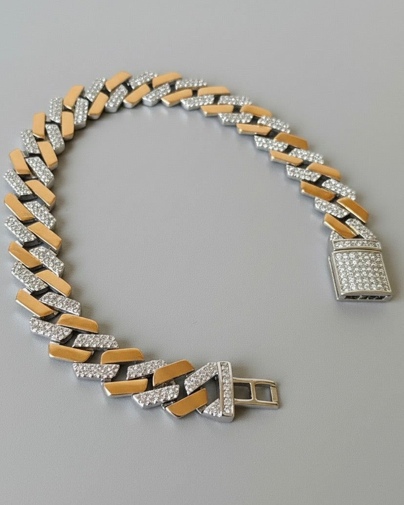 Sterling Silver Two-Tone Cuban Link Bracelet
