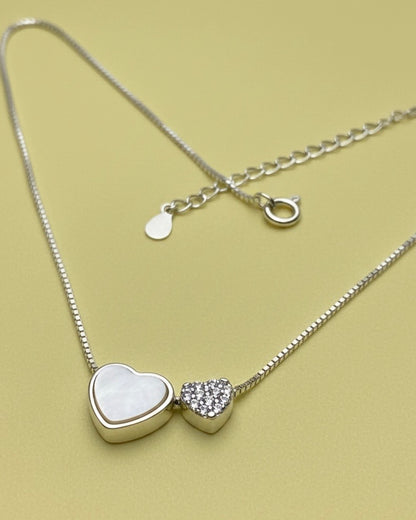Two Hearts, One Shine Sterling Silver Necklace