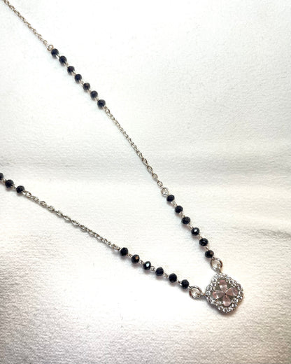 The Serene Bloom: 925 Sterling Silver Pink Flower Mangalsutra
