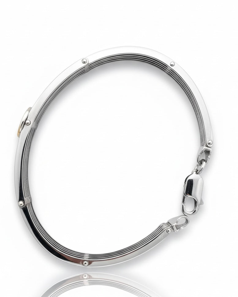 The Legacy Cuff: 925 Sterling Silver and Gold-Tone Statement Kada