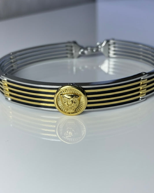 The Legacy Cuff: 925 Sterling Silver and Gold-Tone Statement Kada
