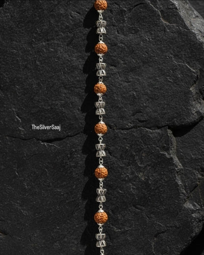 Authentic Rudraksha & Sterling Silver Bracelet