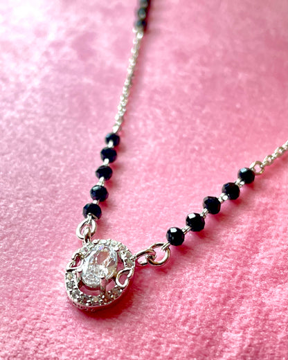 The Eternal Love : Diamond-Cut & Heart Motif 925 Silver Mangalsutra