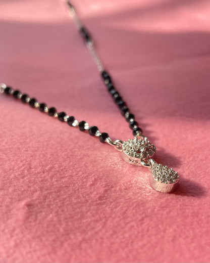 Blooming Bond: Floral Rosette CZ 925 Sterling Silver Mangalsutra