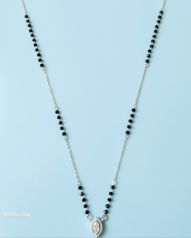 The Silver Saaj Sterling Silver Navette Sparkle Mangalsutra