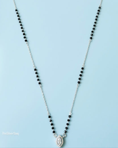 The Silver Saaj Sterling Silver Navette Sparkle Mangalsutra