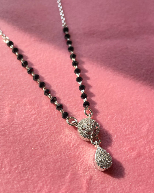 Blooming Bond: Floral Rosette CZ 925 Sterling Silver Mangalsutra