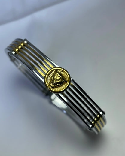 The Legacy Cuff: 925 Sterling Silver and Gold-Tone Statement Kada