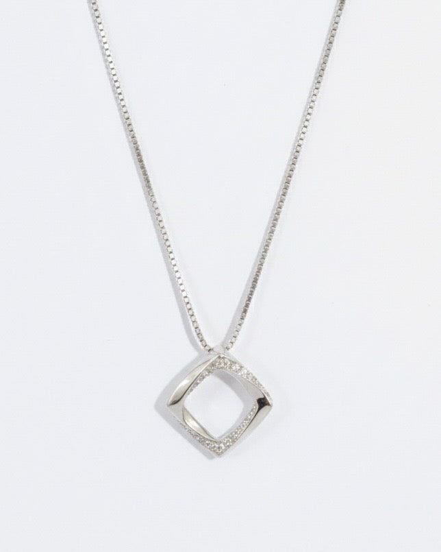 Sterling Silver Geometric Sparkle Necklace